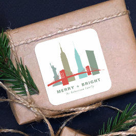 Adesivo Quadrado Natal em Nova York, Arquitetura Skyline Gift