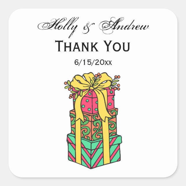 Adesivo Quadrado Natal Empilhado Apresenta Natal Empilhado (Frente)