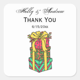 Adesivo Quadrado Natal Empilhado Apresenta Natal Empilhado