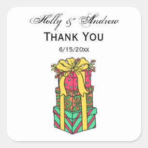 Adesivo Quadrado Natal Empilhado Apresenta Natal Empilhado