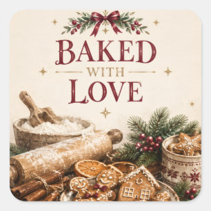 Adesivo Quadrado Natal europeu elegante, Padaria de Biscoitos de Ge