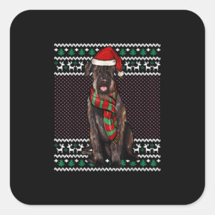 Adesivo Quadrado Natal Feio do Xmas Giant Schnauzer Dog Santa Hat