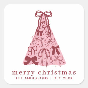 Adesivo Quadrado Natal Feliz Moderno Arco Rosa 