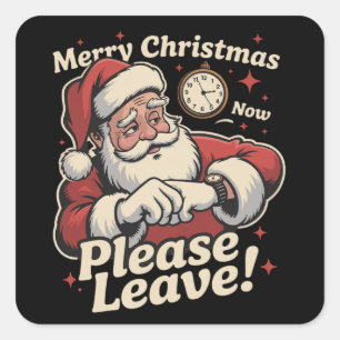 Adesivo Quadrado Natal Feliz Natal Agora Por Favor Deixe Sarcástico