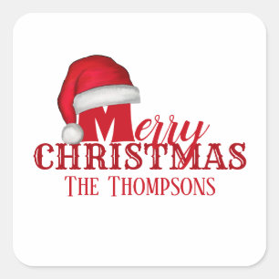Adesivo Quadrado Natal Feriado do Papai Noel Vermelho e Bonito