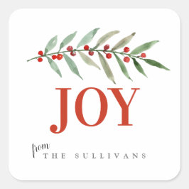Adesivo Quadrado Natal Feriado JOY Winter Berry