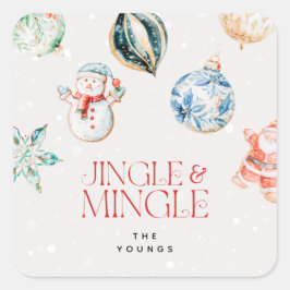 Adesivo Quadrado Natal Festivo Jingle & Mingle