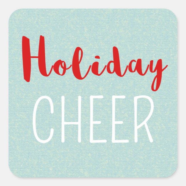 Adesivo Quadrado Natal Festivo Typografia Feriado Cheer (Frente)