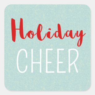 Adesivo Quadrado Natal Festivo Typografia Feriado Cheer