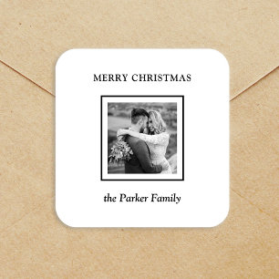 Adesivo Quadrado Natal Foto Preto e Branco Minimalista Moderno