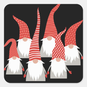 Adesivo Quadrado Natal Gnomos Feriado Elves Cute Seasonal Xmas