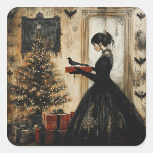 Adesivo Quadrado Natal gótico vitoriano