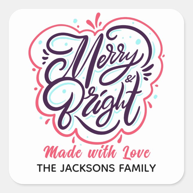 Adesivo Quadrado Natal Holly Berry Comida Feriado Caseiro (Frente)