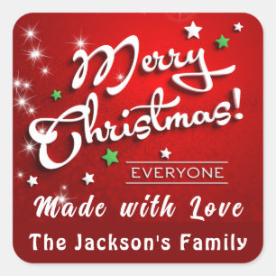 Adesivo Quadrado Natal Holly Berry Comida Feriado Caseiro