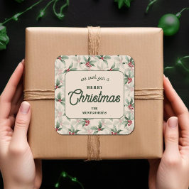 Adesivo Quadrado Natal Holly Berry Comida Feriado Caseiro