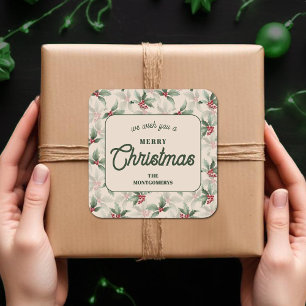 Adesivo Quadrado Natal Holly Berry Comida Feriado Caseiro