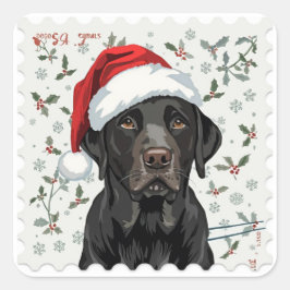 Adesivo Quadrado Natal labrador preto
