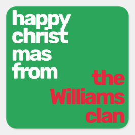 Adesivo Quadrado Natal - Mínimo e Simples Partido Moderno Vermelho 