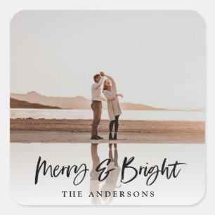 Adesivo Quadrado Natal moderno alegre & brilhante da foto