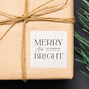 Adesivo Quadrado Natal Moderno Alegre e Brilhante Creme