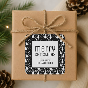 Adesivo Quadrado Natal Moderno Feliz Natal Preto