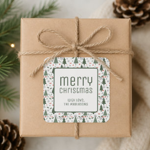 Adesivo Quadrado Natal Moderno Personalizado Festa