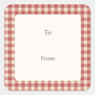 Adesivo Quadrado Natal Moderno Rustic Red Gingham