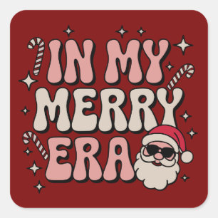 Adesivo Quadrado Natal na Minha Alegre Era Fofo Groovy Xmas