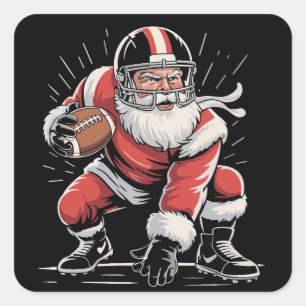 Adesivo Quadrado Natal Papai Noel Futebol Lineman Quarterback 