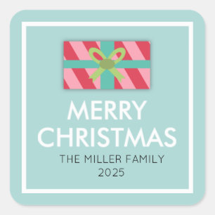 Adesivo Quadrado Natal para caixa de presentes