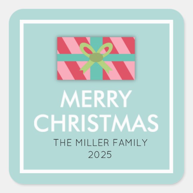 Adesivo Quadrado Natal para caixa de presentes (Frente)