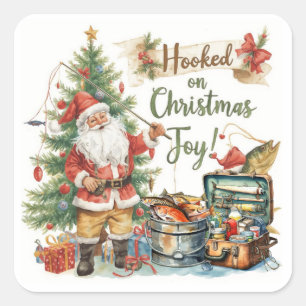 Adesivo Quadrado Natal para os amantes da pesca