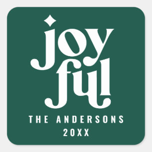 Adesivo Quadrado Natal para tipografia verde moderna