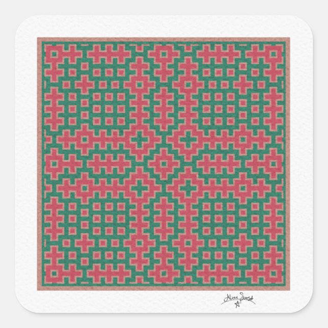 Adesivo Quadrado Natal Pensado, Hitomezashi inspirou Azulejo (Frente)