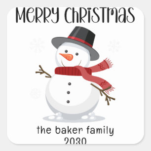 Adesivo Quadrado Natal personalizado do boneco de neve