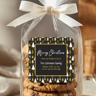Adesivo Quadrado Natal Personalizado Feliz Festa de Confeitaria Pre