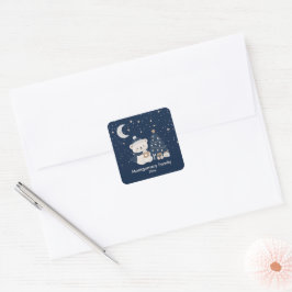 Adesivo Quadrado Natal Personalizado Meia-Noite | Azul-Marinho, Pra