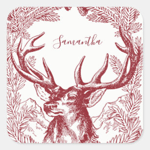 Adesivo Quadrado Natal personalizado para Reindeer