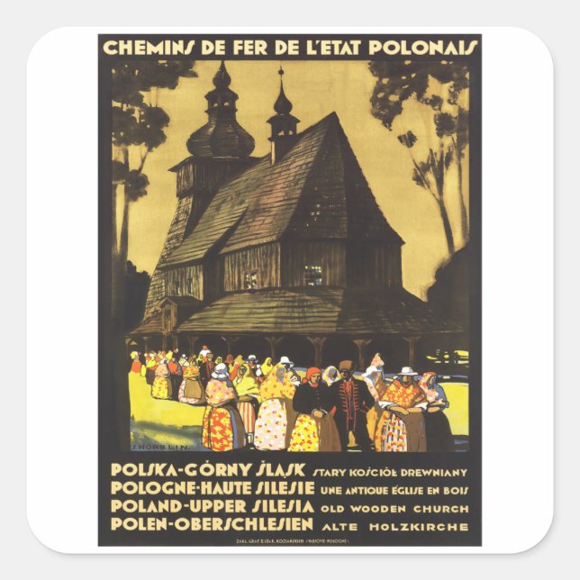 Adesivo Quadrado Natal - Polônia - Viagens vintage (Frente)