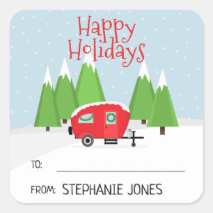 Adesivo Quadrado Natal retro do campista