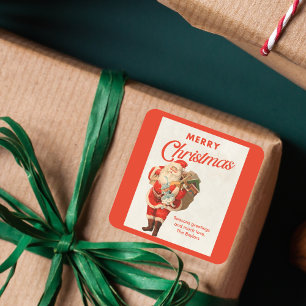 Adesivo Quadrado Natal Retro Vintage Papai Noel Férias de Natal