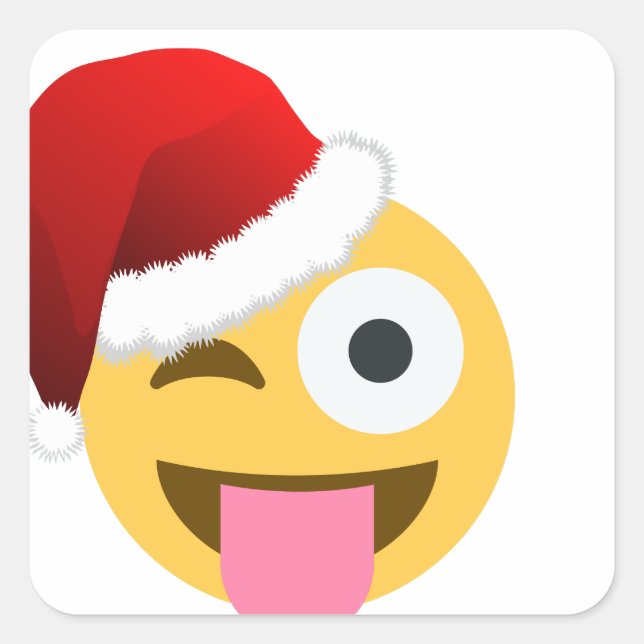 Adesivo Quadrado natal santa claus winking emoji (Frente)