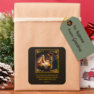 Adesivo Quadrado Natal Santa Família Religiosa
