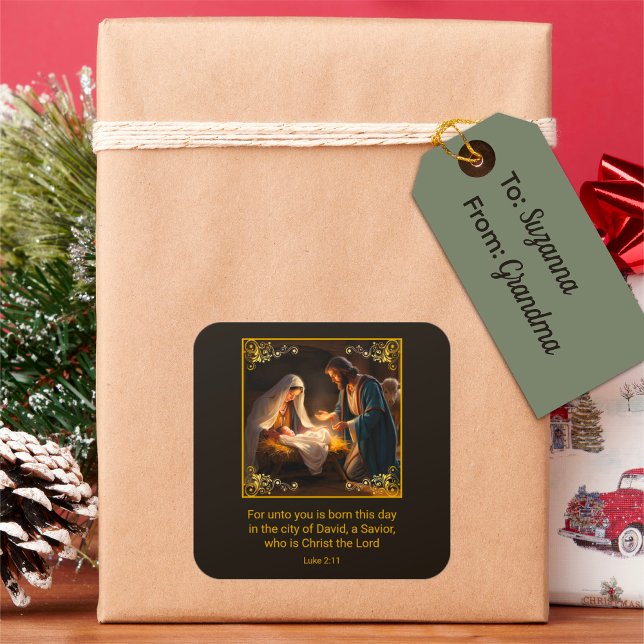 Adesivo Quadrado Natal Santa Família Religiosa (Criador carregado)