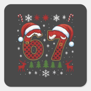 Adesivo Quadrado Natal Seis Sete 67 Papai Noel Xmas Geração Alpha