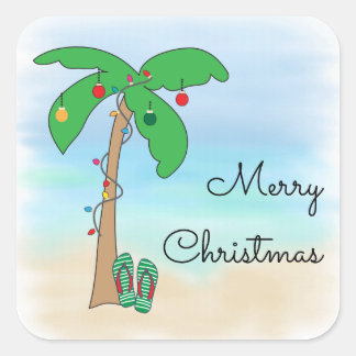 Adesivo Quadrado Natal Tropical Beach Havaiana