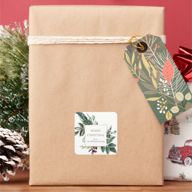 Adesivo Quadrado Natal vegetação de inverno alegre Natal (Feriado)