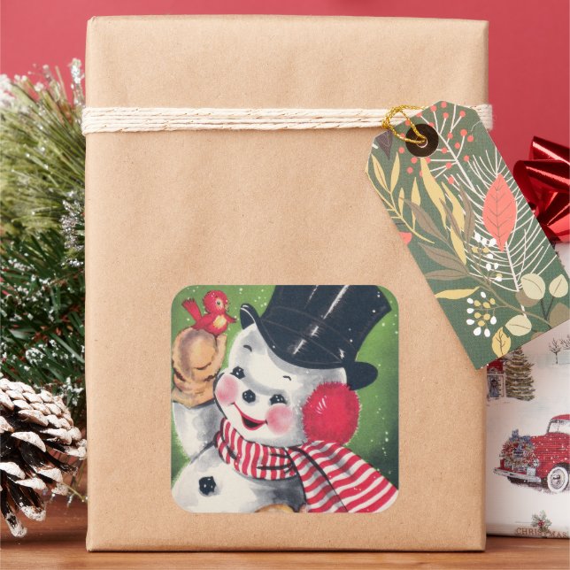 Adesivo Quadrado Natal vintage do retro Holiday Holiday (Feriado)