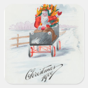Adesivo Quadrado Natal vintage santa claus