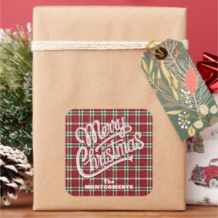 Adesivo Quadrado Natal Xadrez Chic Brilhante